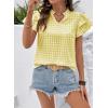 image:imageSHEWIN Womens Tops V Neck Ruffle Short Sleeve Gingham Shirts Blouses Cute Summer Tops for Women 2026Yellow
