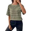 image:imageSHEWIN Women Summer Half Sleeve Tops Waffle Knit Shirts Dressy Casual 2026Yellow and Green