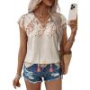image:imageSHEWIN Womens Blouses Boho Summer Tops Cap Short Sleeves V Neck Chiffon Casual Elegant Geometric Printed ShirtsWhite