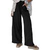 image:imageSHEWIN Womens Boho Wide Leg Pants Lace Casual Drawstring Elastic Waist Summer Spring 2026 Beach Vacation Palazzo PantsBlack