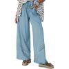 image:imageSHEWIN Womens Boho Wide Leg Pants Lace Casual Drawstring Elastic Waist Summer Spring 2026 Beach Vacation Palazzo PantsBlue