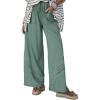 image:imageSHEWIN Womens Boho Wide Leg Pants Lace Casual Drawstring Elastic Waist Summer Spring 2026 Beach Vacation Palazzo PantsGreen
