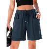 image:imageSHEWIN Womens Shorts Lightweight Bermuda Shorts for Women Casual 5 Inch Inseam Summer Linen Shorts with PocketsDirty Blue