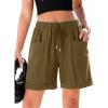 image:imageSHEWIN Womens Shorts Lightweight Bermuda Shorts for Women Casual 5 Inch Inseam Summer Linen Shorts with PocketsGuacamole Green