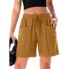 image:imageSHEWIN Womens Shorts Lightweight Bermuda Shorts for Women Casual 5 Inch Inseam Summer Linen Shorts with PocketsHoney Gold