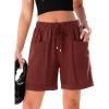 image:imageSHEWIN Womens Shorts Lightweight Bermuda Shorts for Women Casual 5 Inch Inseam Summer Linen Shorts with PocketsRusset Orange