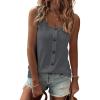 image:imageSHEWIN Womens Tank Tops Solid Button Crewneck Sleeveless Summer Tops Loose FitCharcoal