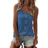 image:imageSHEWIN Womens Tank Tops Solid Button Crewneck Sleeveless Summer Tops Loose FitDark Blue