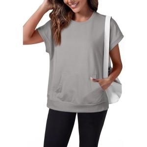 image:imageSHEWIN Women Summer Trendy Sweatshirt Casual Dressy Shirts Work Tops 2026Grey