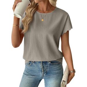 image:imageSHEWIN Women Tops Ruffle Sleeve Shirts Business Casual Dressy Work Blouse 2026Grey