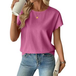 image:imageSHEWIN Women Tops Ruffle Sleeve Shirts Business Casual Dressy Work Blouse 2026Hot Pink