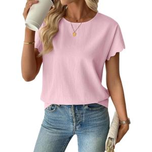 image:imageSHEWIN Women Tops Ruffle Sleeve Shirts Business Casual Dressy Work Blouse 2026Pink
