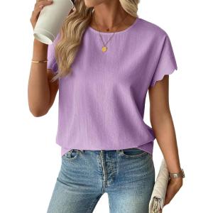 image:imageSHEWIN Women Tops Ruffle Sleeve Shirts Business Casual Dressy Work Blouse 2026Purple