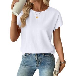 image:imageSHEWIN Women Tops Ruffle Sleeve Shirts Business Casual Dressy Work Blouse 2026White