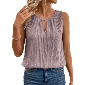 image:imageSHEWIN Womens Tank Tops Sleeveless Summer Tops Ribbed Loose Fit Flowy Ladies Shirts Spring Clothes 2026B Khaki