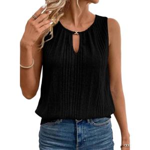 image:imageSHEWIN Womens Tank Tops Sleeveless Summer Tops Ribbed Loose Fit Flowy Ladies Shirts Spring Clothes 2026Black