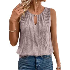 image:imageSHEWIN Womens Tank Tops Sleeveless Summer Tops Ribbed Loose Fit Flowy Ladies Shirts Spring Clothes 2026Pink