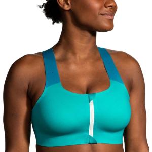 imageBrooks Womens Zip 20 Sports Bra for Running Workouts ampamp SportsNile GreenLagoonLight Mint