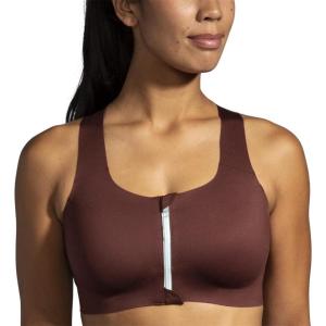 imageBrooks Womens Zip 20 Sports Bra for Running Workouts ampamp SportsRun RaisinIce BlueCopper
