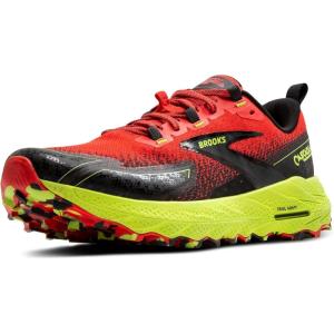 imageBrooks Mens Cascadia 18 Mountain Trail Running ShoeCherry TomatoLimeBlack