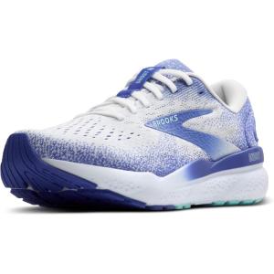 imageBrooks Womens Ghost 16 Neutral Running ShoeWhiteAmparo BlueLimpet Shell