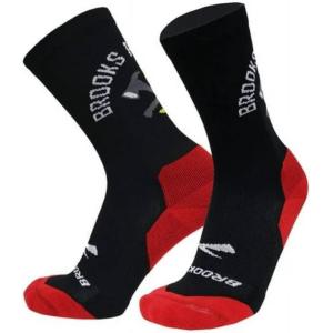 imageBrooks Ghost Crew Socks I Performance Running Cushioned Socks with Arch Support for Men ampamp WomenBlackNightlifeRed