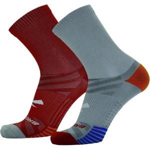 imageBrooks Ghost Lite Crew Socks I Performance Running Comfort Fit with Arch Support for Men ampamp Women 2Pack SetLt GreyRed  RedLt Grey