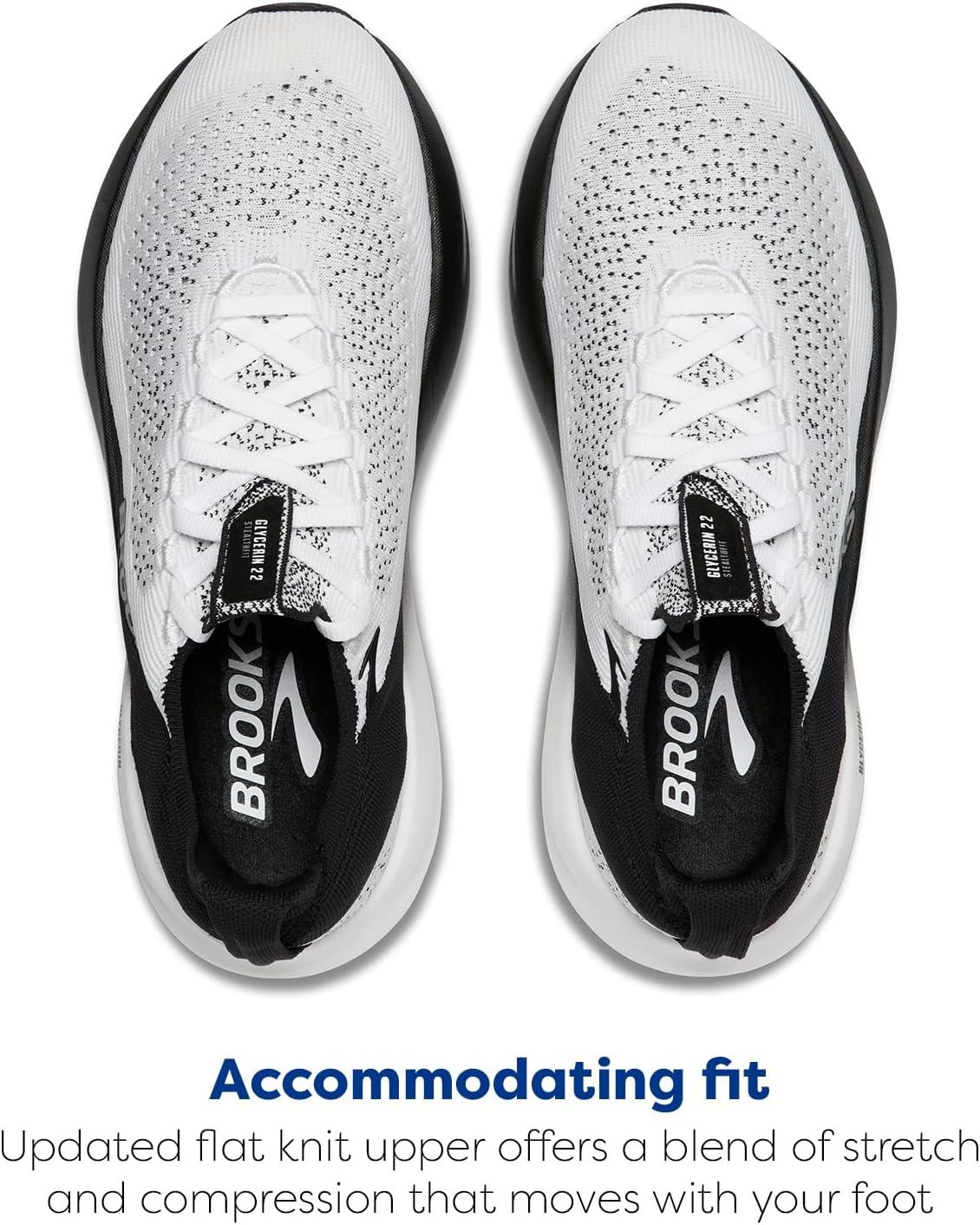 imageBrooks Womens Glycerin Stealthfit 22 Neutral Running ShoeWhiteGreyBlack