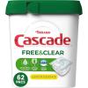 imageCascade Free ampamp Clear ActionPacs Dishwasher Detergent Lemon Essence Dishwasher Soap Dishwasher Pods 62 Count62 Count Pack of 1