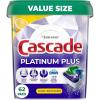 imageCascade Platinum Plus Dishwasher Pods Dishwasher Detergent Dishwasher Soap Dish Tabs Dishwashing Tablets Dish Detergent Lemon Actionpacs 62 Count