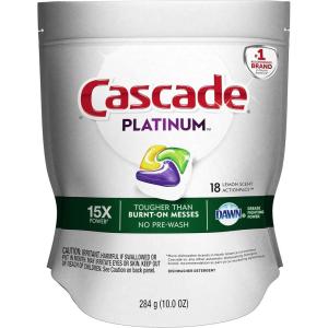 imageCascade Platinum Dishwasher Pods Dishwasher Detergent Actionpacs Fresh 62 Count18 Count Pack of 1