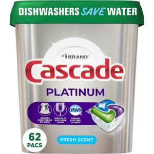imageCascade Platinum Dishwasher Pods Dishwasher Detergent Actionpacs Fresh 62 Count62 Count Pack of 1