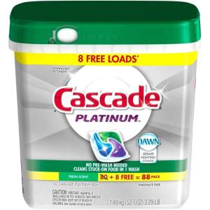 imageCascade Platinum Dishwasher Pods Dishwasher Detergent Actionpacs Fresh 62 Count88 Count Pack of 1