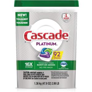 imageCascade Platinum Dishwasher Pods Dishwasher Detergent Actionpacs Fresh 62 Count92 Count Pack of 1