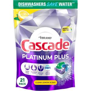 imageCascade Platinum Plus Dishwasher Pods Dishwasher Detergent Dishwasher Soap Dish Tabs Dishwashing Tablets Dish Detergent Lemon Actionpacs 21 Count