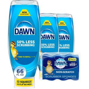 imageDawn Dish Soap Squeeze Bottle EZSqueeze Dawn Dishwashing Liquid Dawn Dish Soap Liquid Dish Washing Liquid  NonScratch Sponges for Dishes Original Includes 3x22oz Bottles  2 Sponges