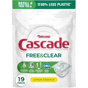 imageCascade Free ampamp Clear Dishwasher Pods Dishwasher Detergent Dish Detergent Soap Lemon Essence 19 Count