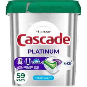 imageCascade Platinum  Oxi Dishwasher Pods Dishwasher Detergent Dish Detergent Soap Fresh 59 Count