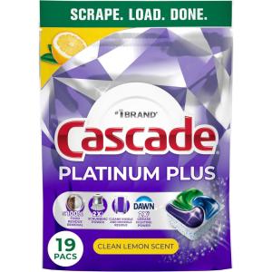 imageCascade Platinum Plus Dishwasher Pods Dishwasher Detergent Dish Detergent Soap Lemon 19 Count