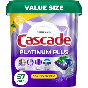 imageCascade Platinum Plus Dishwasher Pods Dishwasher Detergent Dish Detergent Soap Lemon 57 Count