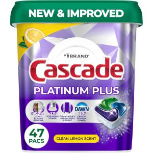 imageCascade Platinum Plus Dishwasher Pods Dishwasher Detergent Dish Detergent Soap Lemon 47 Count