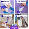 imageSwiffer PowerMop MultiSurface Mop Kit for Floor Cleaning Includes PowerMop 2 Mopping Pad Refills 1 Cleaning Solution with Fresh Scent and 2 BatteriesPurple and White