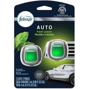 imageFebreze Car Air Freshener Vent Clip Laundry Fresh Scent 07 oz Car Vent Clip Pack of 4Fresh Leaves