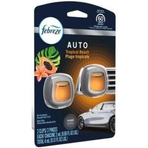 imageFebreze Car Air Freshener Vent Clip Laundry Fresh Scent 07 oz Car Vent Clip Pack of 4Tropical Beach