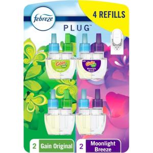 imageFebreze OdorFighting Fade Defy PLUG Air Freshener Gain Moonlight Breeze Gain Original 087 fl oz Oil Refills 4 Refills 2 of Each