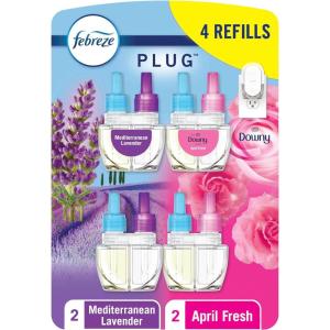 imageFebreze OdorFighting Fade Defy PLUG Air FreshenerDowny April Fresh Mediterranean Lavender 87 fl oz Oil Refills 4 Refills 2 of Each