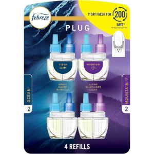 imageFebreze Plug In Air Freshener OdorFighting Scented Oil Refill Air Fresheners for Home and Bathroom and Kitchen Long Lasting for Strong Odors Ocean ampamp Mountain Scents 087oz Refills 4 Count