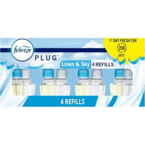 imageFebreze Plug In Air Freshener OdorFighting Scented Oil Refill Linen ampamp Sky Scent 4 Refills