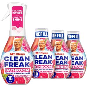 imageMr Clean Clean Freak Foaming Bathroom Surface Cleaner MultiSurface Spray Starter Kit and Refill Bundle Grapefruit Scent 64 fl oz