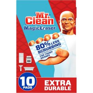 imageMr Clean Magic Eraser Extra Durable Multi Purpose Cleaner Shoe Bathroom Shower and Car Window and Windshield Cleaner Cleaning Pads 10 Count10 Count Pack of 1